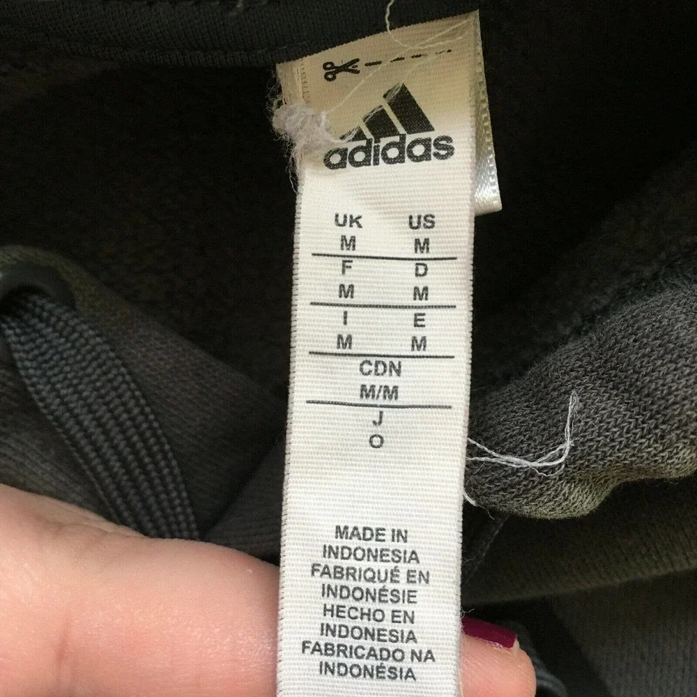 Adidas‎ Sweatshirt Mens Sz Medium Gray Hoodie Cotton Blend Pullover Logo